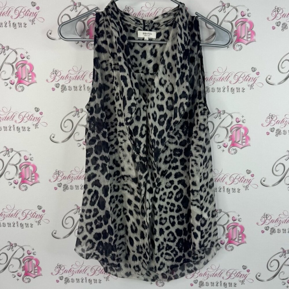 Babaton tank top 100% silk cheetah leopard Animal Print Sleeveless Blouse